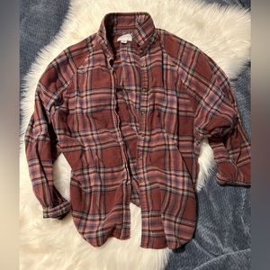 American Eagle Plaid Flannel Button Up Top Medium